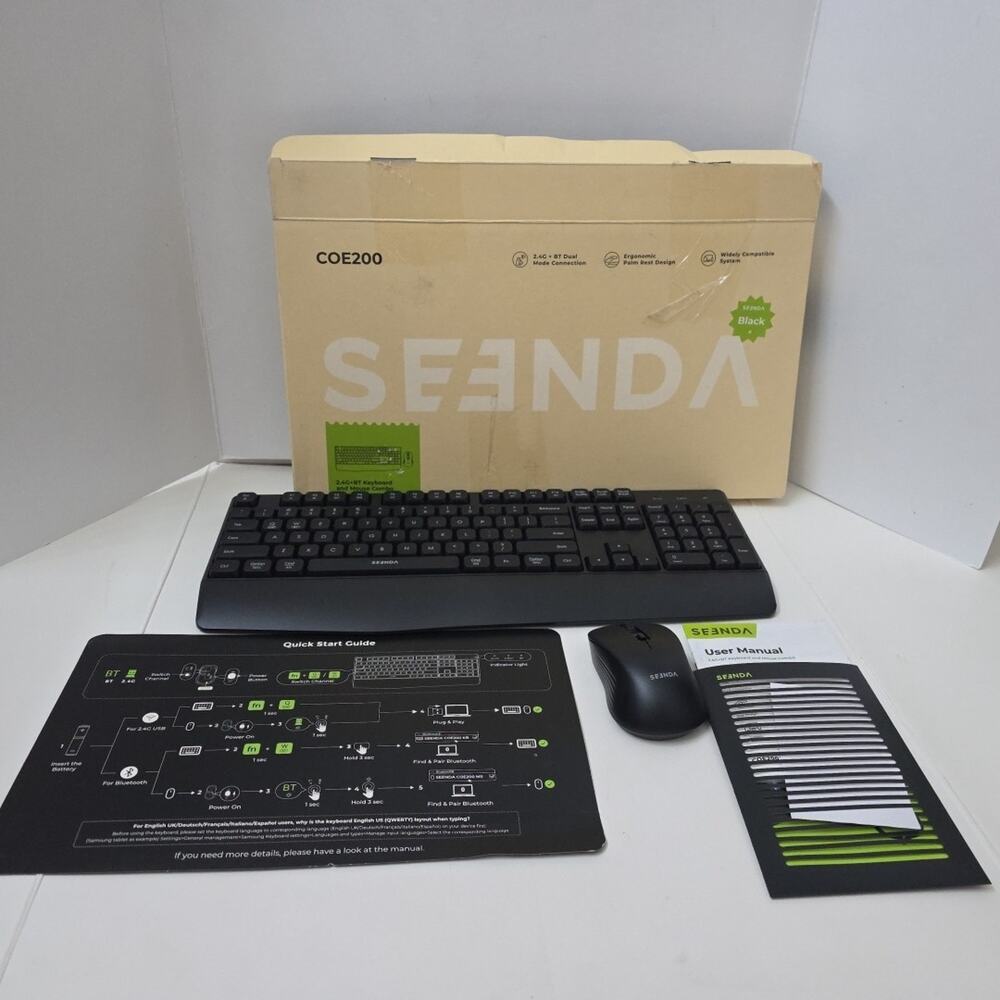 seenda Bluetooth Keyboard + Mouse, COE200 USB + Bluetooth Multi Device Ergonomic
